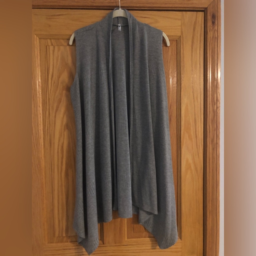 Azules Sweater Gray Vest Open Front L